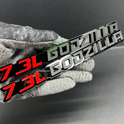 2PCS 7.3L GODZILLA Emblems – 3D Fender Badges for Ford Engine Truck SUV
