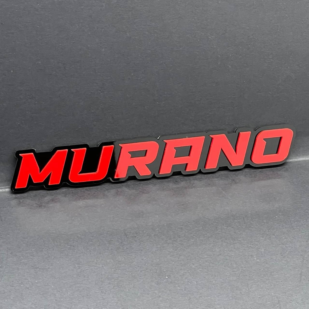 1PC MURANO Emblem – Red on Black 3D Acrylic Fender or Tailgate Badge for Car