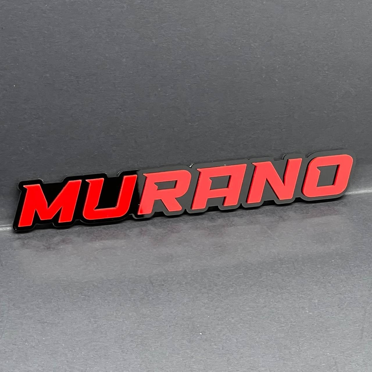 1PC MURANO Emblem – Red on Black 3D Acrylic Fender or Tailgate Badge for Car