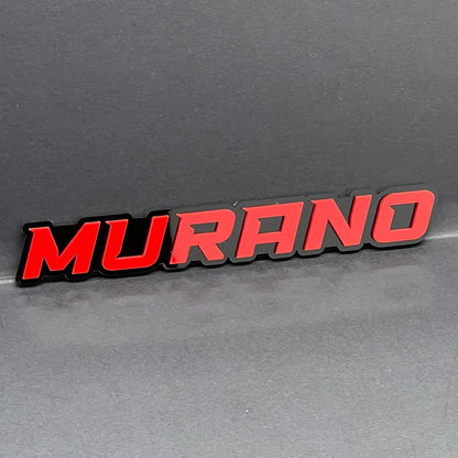 1PC MURANO Emblem – Red on Black 3D Acrylic Fender or Tailgate Badge for Car