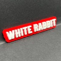 1x WHITE RABBIT Multicolor Car Badge – Easy Install Acrylic Fender & Trunk Decal