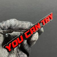 1PC YOU CAN TRY Emblem – Durable 3D Acrylic Car & Truck Exterior Decal