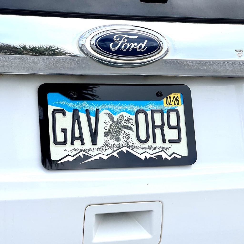 MOUNTAINS COLOR CHOICE LICENSE PLATE FRAME-HIKING-MOUNTAINS-CAMPING