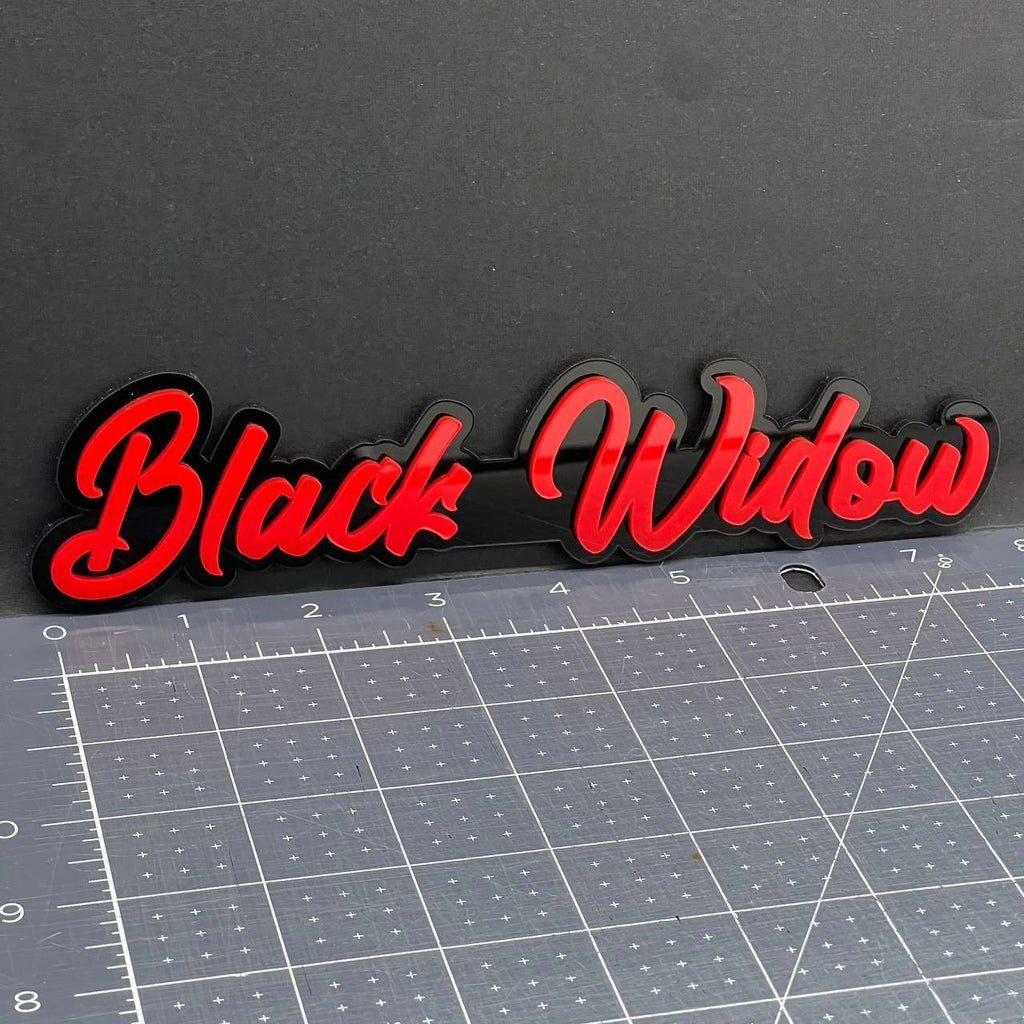 1PC Black Widow Emblem – 3D Multicolor Acrylic Car, SUV, or Truck Badge Decal