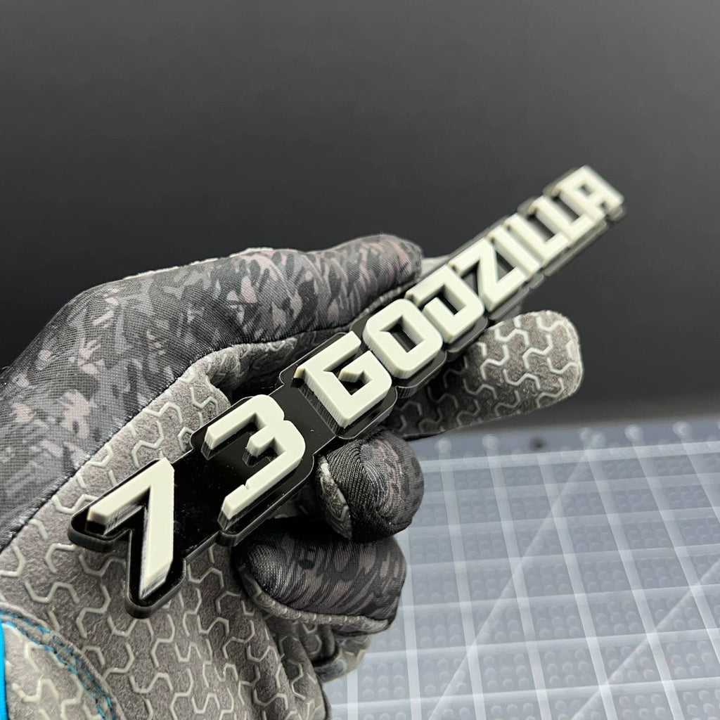 2PCS 7.3L GODZILLA Emblems Grey – 3D Fender Badges for Ford Engine Truck or SUV