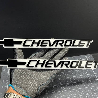 2PCS Chevrolet Emblem Badge – White & Black 3D Car Fender & Trunk Decals