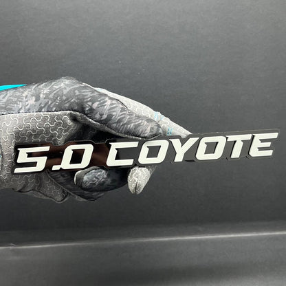 1PC 5.0 COYOTE Emblem White on Black – Acrylic Fender or Tailgate Badge