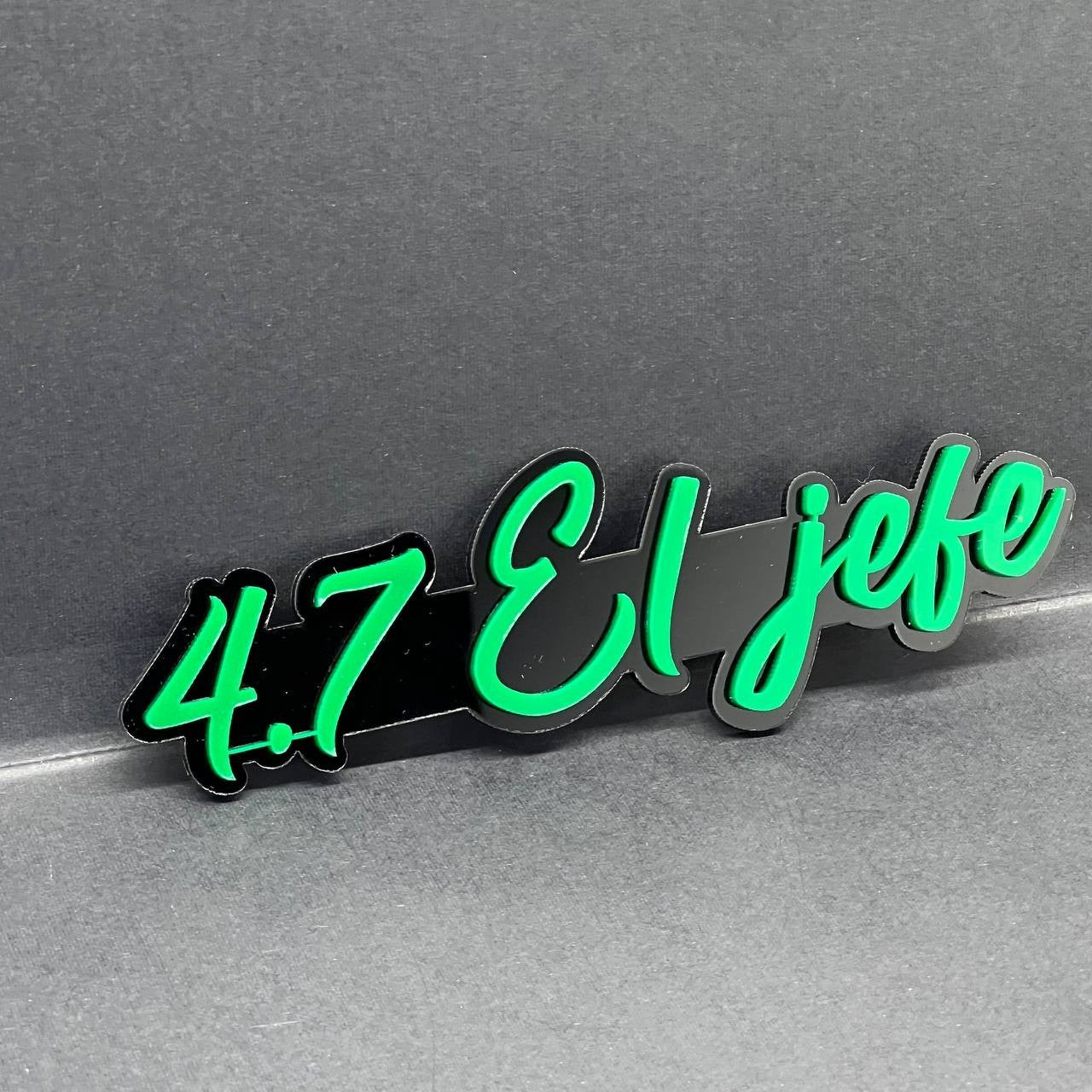 1PC 4.7 El Jefe Emblem – Custom 3D Multicolor Acrylic Car Fender Tailgate Badge