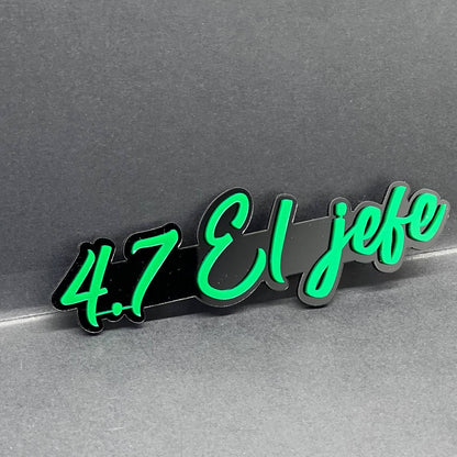 1PC 4.7 El Jefe Emblem – Custom 3D Multicolor Acrylic Car Fender Tailgate Badge