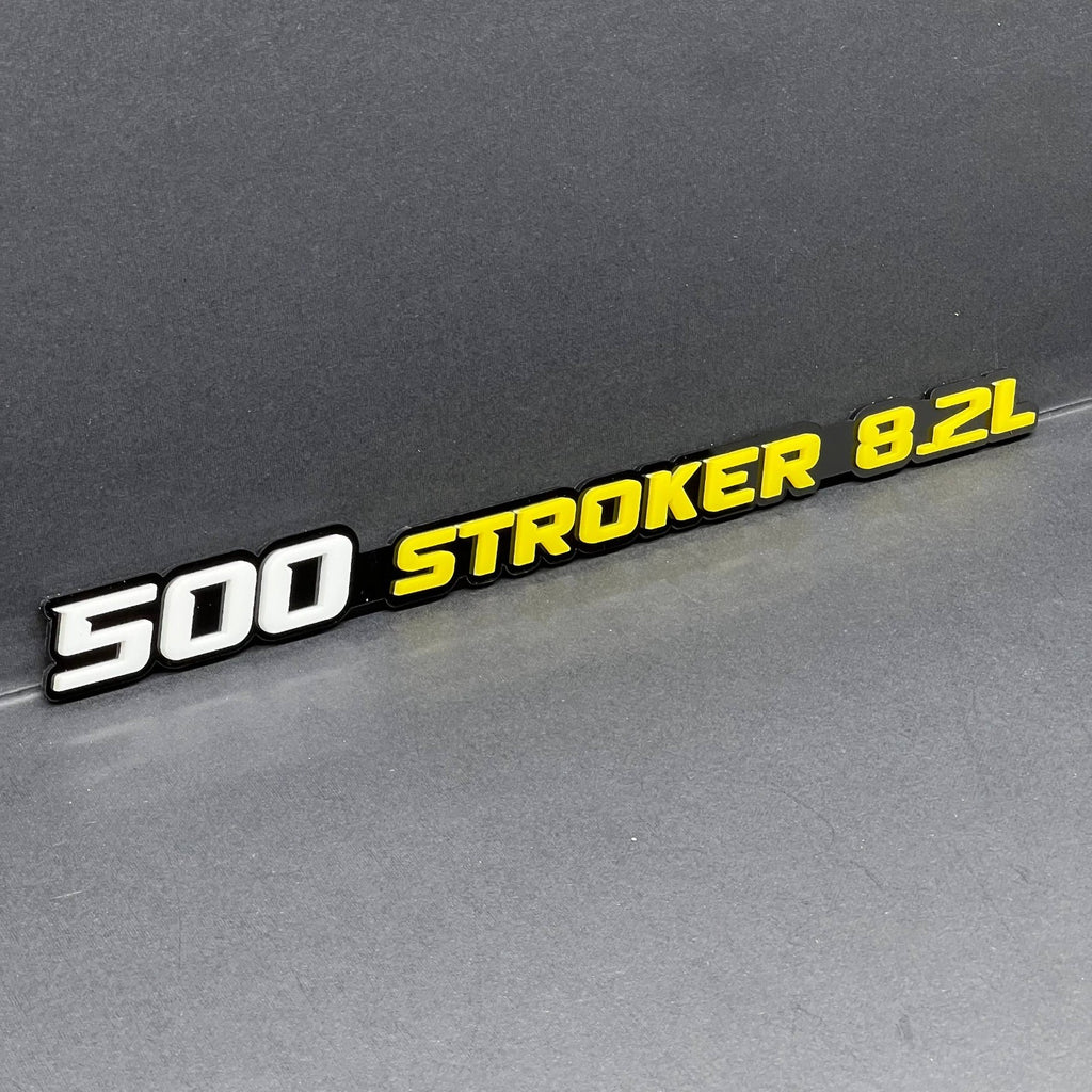 500 STROKER 8.2L 3D Emblems – Pair of Acrylic Engine Fender Badges (2PCS)