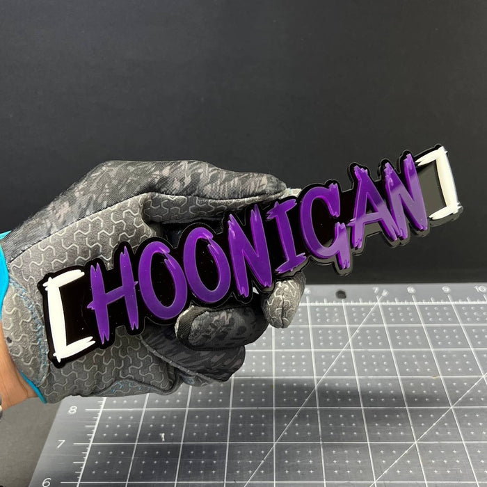 HOONIGAN 3D Emblem Set – 2PCS Multicolor Acrylic JDM Drift Car Fender Decals