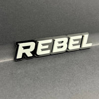 1PC REBEL Emblem Grey – 3D Acrylic Tailgate Badge Decal for Car, Truck, SUV
