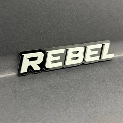 1PC REBEL Emblem Grey – 3D Acrylic Tailgate Badge Decal for Car, Truck, SUV