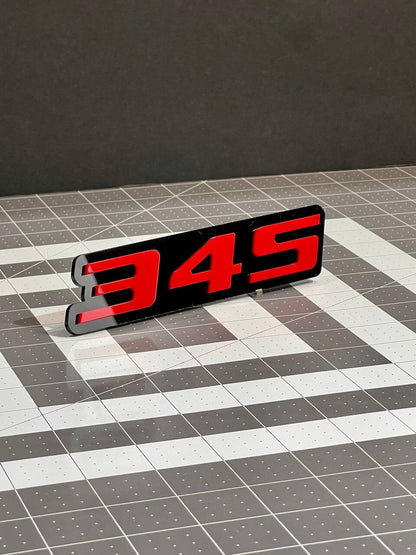 2PCS Red Black 345 Hemi Emblems 345 Side Fender Badge 3D for 345 Emblem