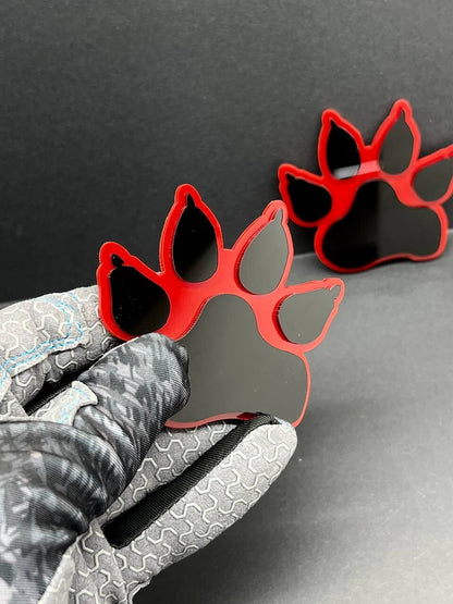 2x Red Fender Dog Paw Emblem Badge Logo for Ford Bronco Truck Sport Offroad 4x4