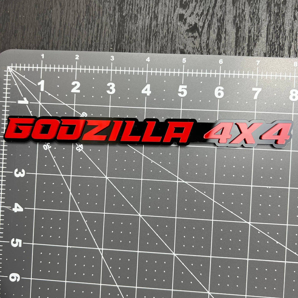 1PC GODZILLA 4x4 Emblem – Durable 3D Multicolor Acrylic Car & Truck Badge