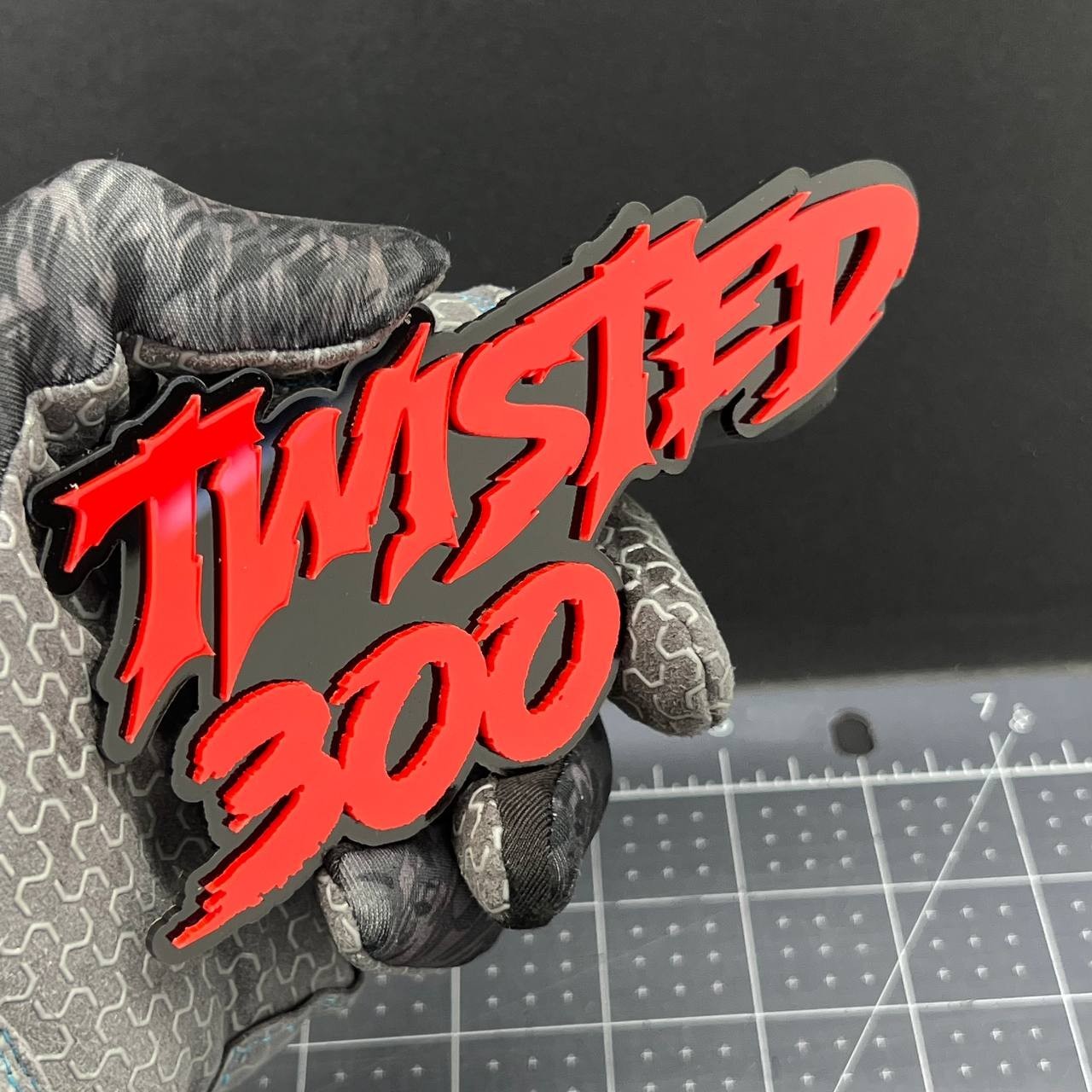 1PC Twisted 300 Emblem – 3D Multicolor Acrylic Car Badge for Fender & Tailgate