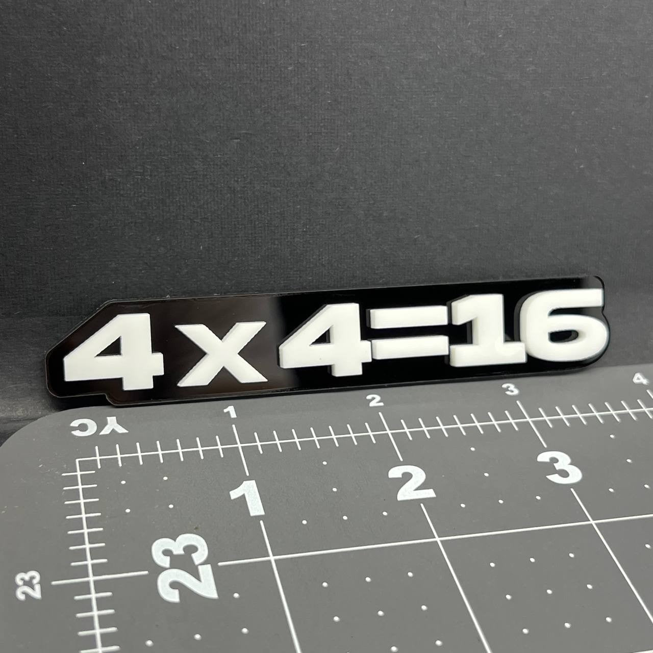 1PC 4x4=16 Emblem – 3D Acrylic Tailgate Badge Decal for Car, Truck, SUV