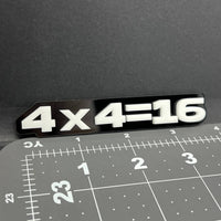 1PC 4x4=16 Emblem – 3D Acrylic Tailgate Badge Decal for Car, Truck, SUV