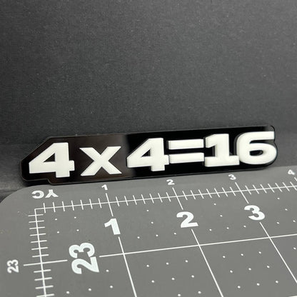 1PC 4x4=16 Emblem – 3D Acrylic Tailgate Badge Decal for Car, Truck, SUV