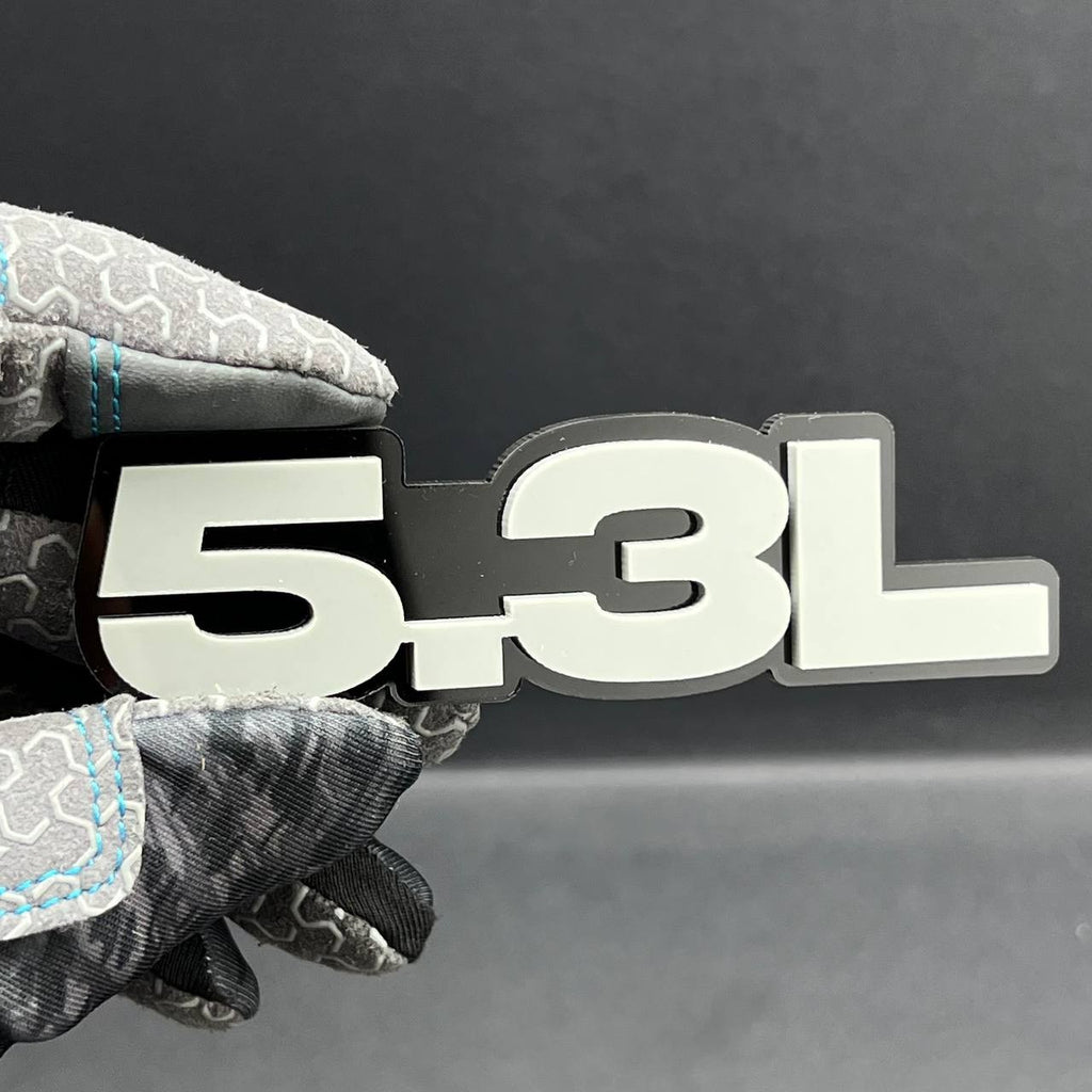 5.3L Engine Emblem Badge Pair – Gray 3D Fender Stickers (2PCS)