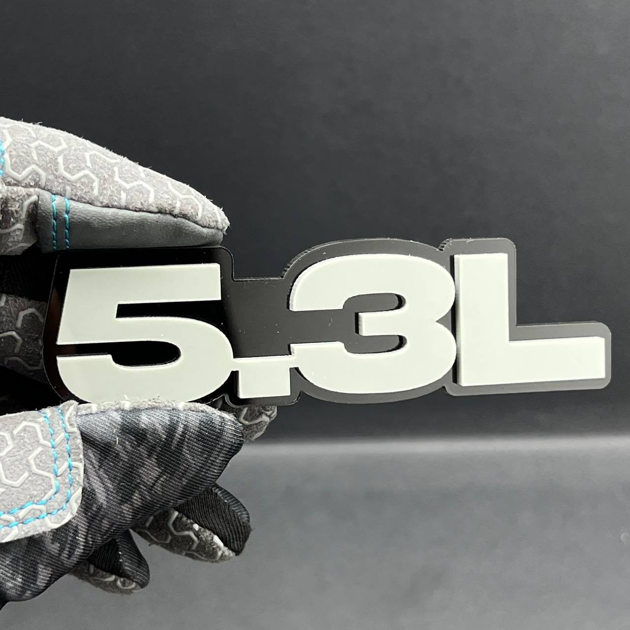 5.3L Engine Emblem Badge Pair – Gray 3D Fender Stickers (2PCS)