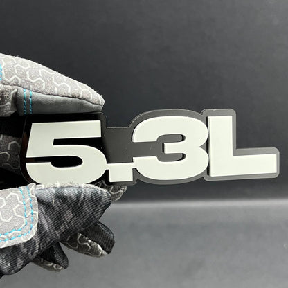 5.3L Engine Emblem Badge Pair – Gray 3D Fender Stickers (2PCS)