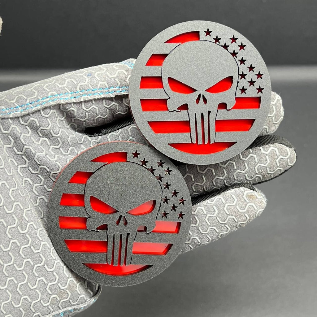 2PCS Black MATE WRANGLER GLADIATOR JL PUNISHER FENDER EMBLEM BADGE FENDER