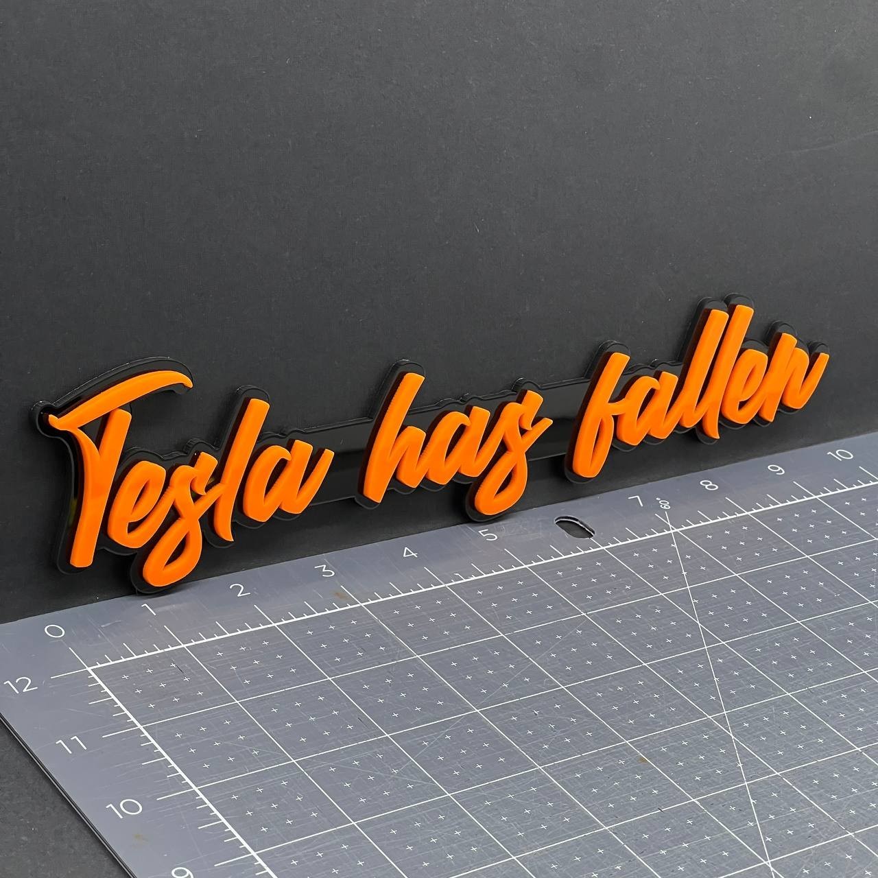 1x Tesla Has Fallen Logo Emblem Custom 3D Multicolor Acrylic Fender Trunk Badge