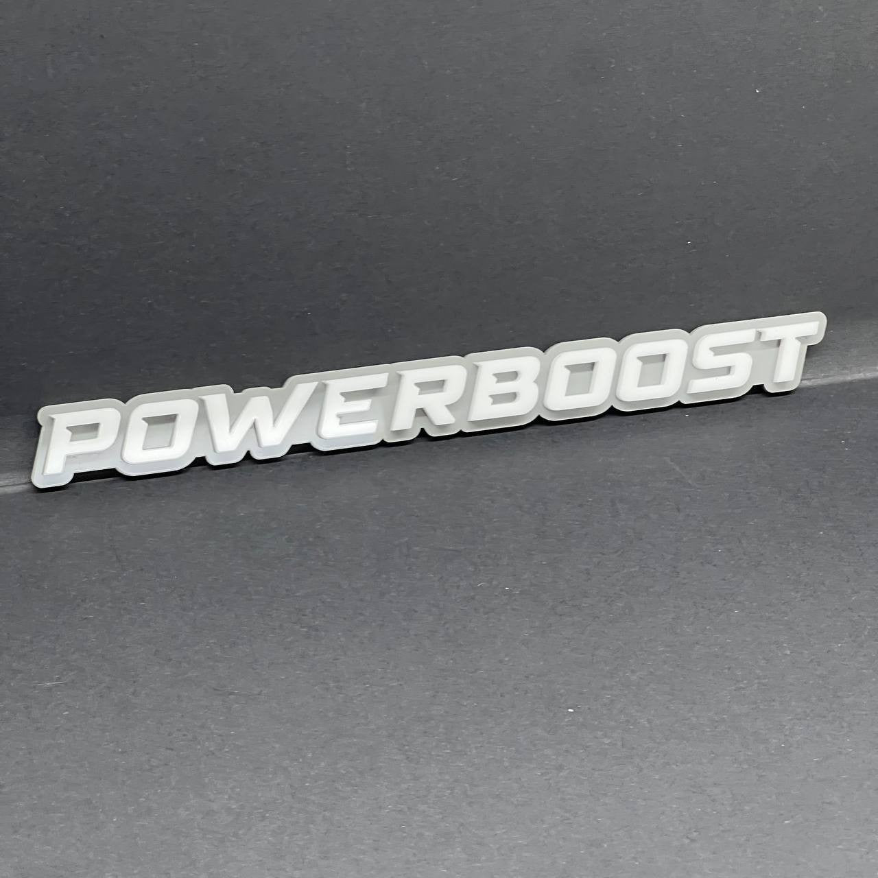 1PC POWERBOOST White Emblem Custom Fender or Tailgate Badge for Car SUV or Truck