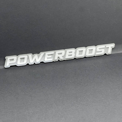1PC POWERBOOST White Emblem Custom Fender or Tailgate Badge for Car SUV or Truck