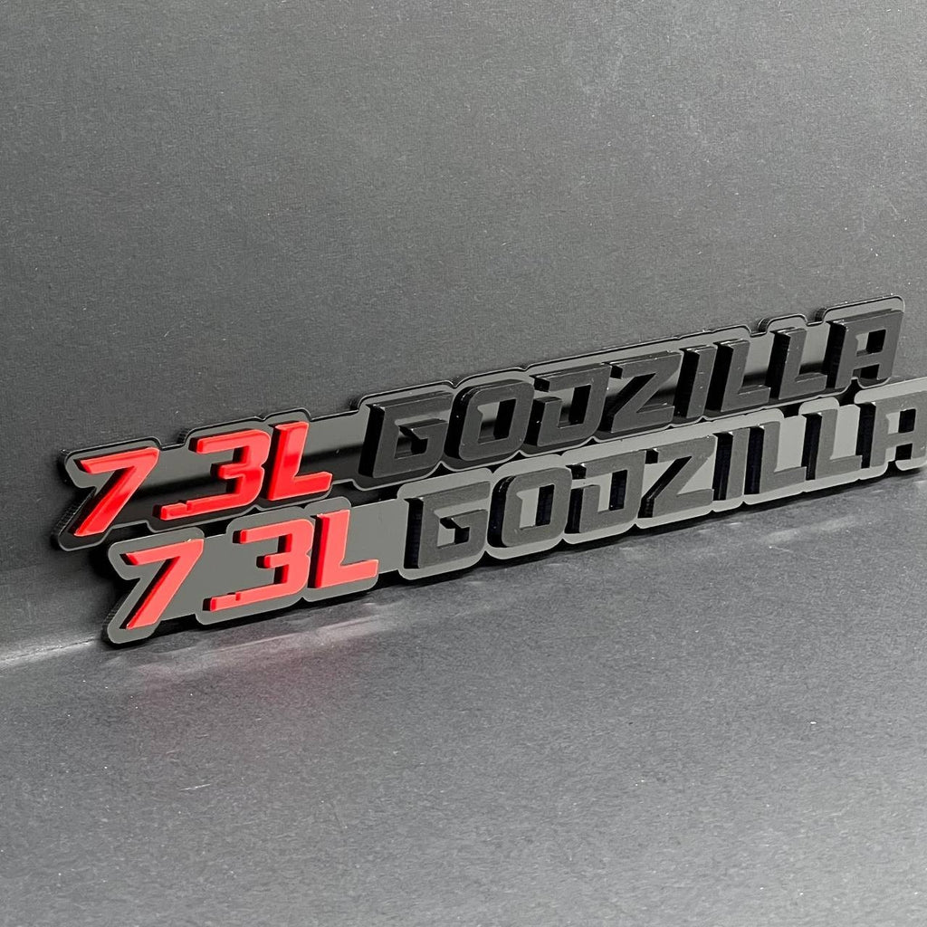 2PCS 7.3L GODZILLA Emblems – 3D Fender Badges for Ford Engine Truck SUV