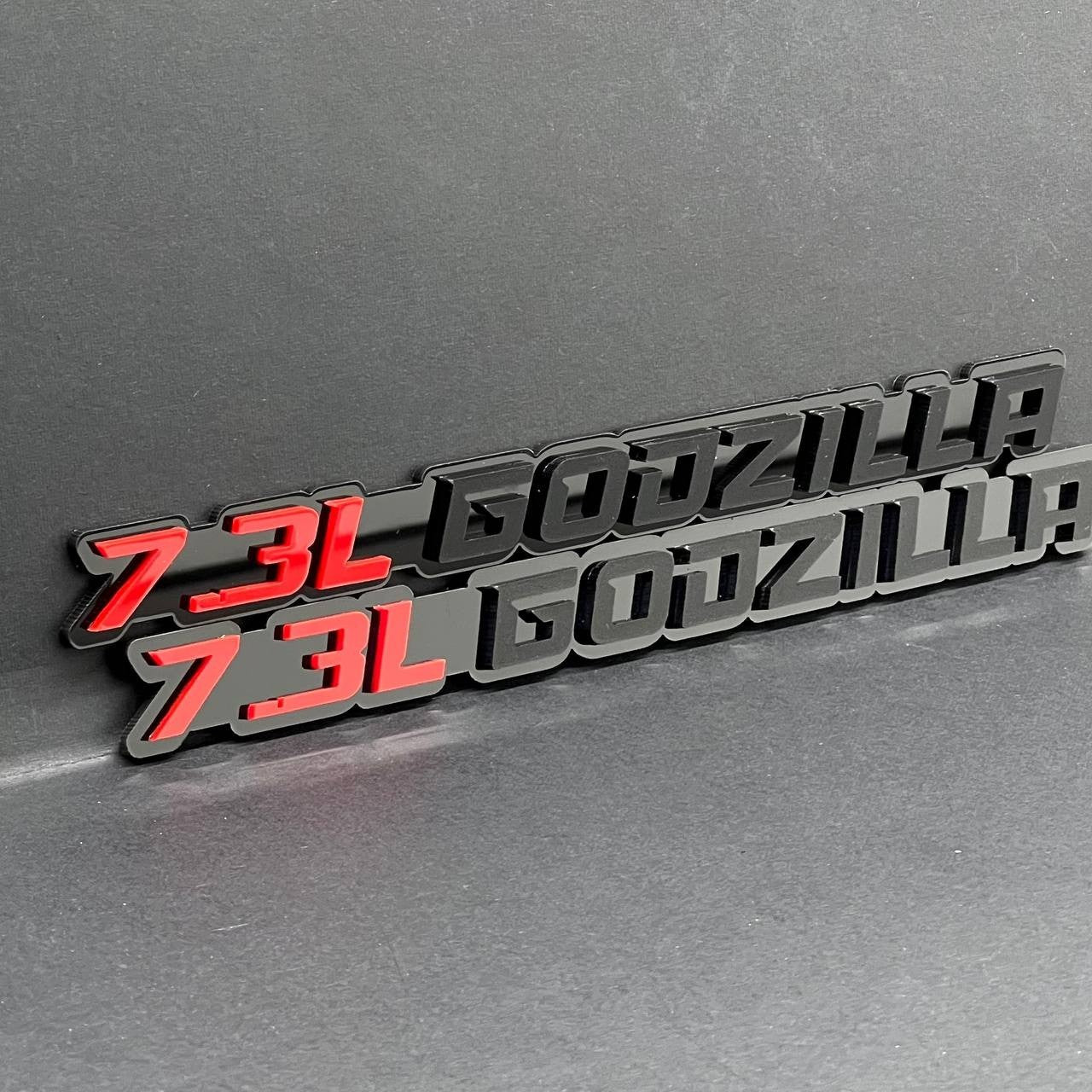 2PCS 7.3L GODZILLA Emblems – 3D Fender Badges for Ford Engine Truck SUV