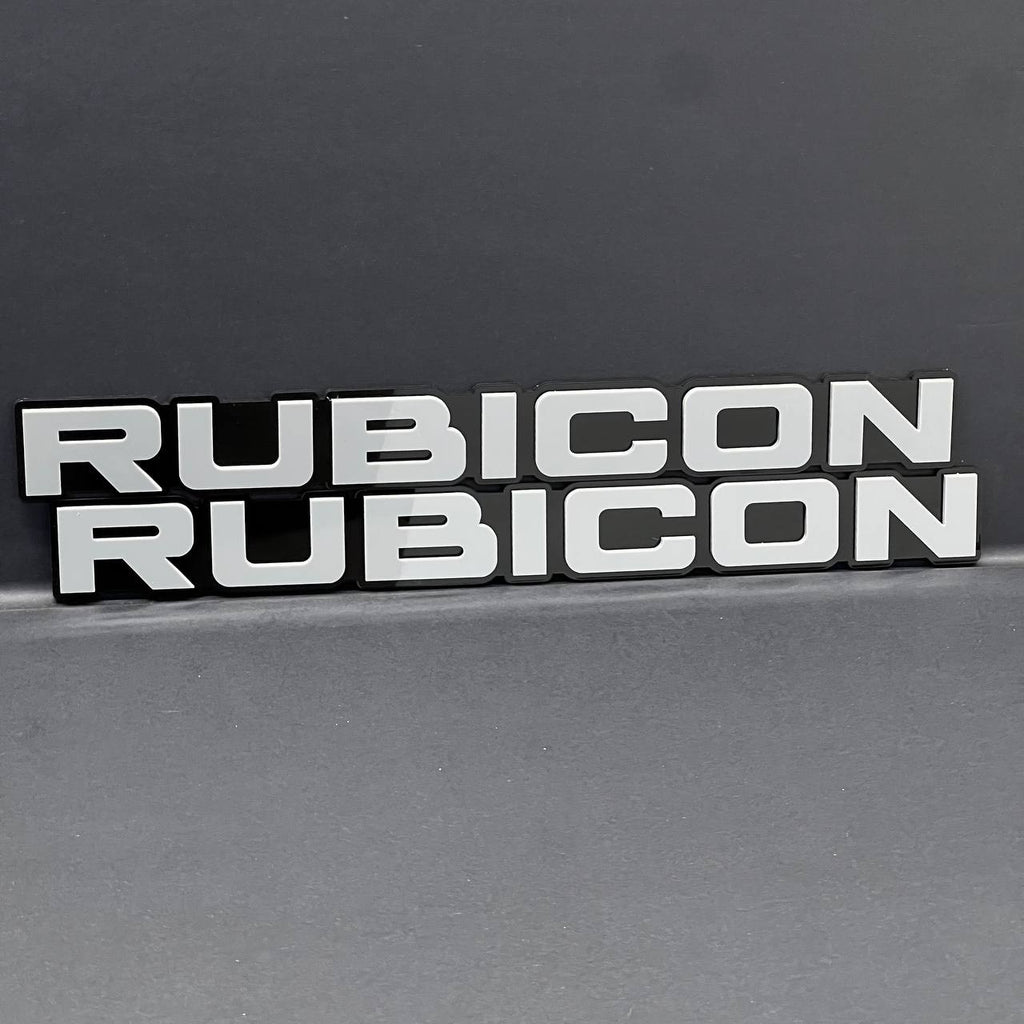 RUBICON EMBLEMS QTY 2 FENDER EXTERIOR RUBICON BADGE PAIR 3D EMBLEMS