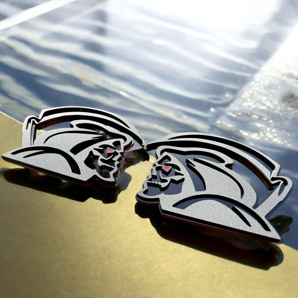 Red Eye Reaper Emblem Badge Set Matte Black Custom New