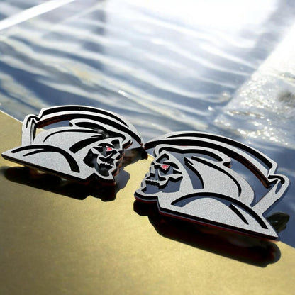 Red Eye Reaper Emblem Badge Set Matte Black Custom New