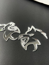 Mirror Wolf Badges Emblem Car/Truck, (2) BADGES, Fender Angry Agressive Raging