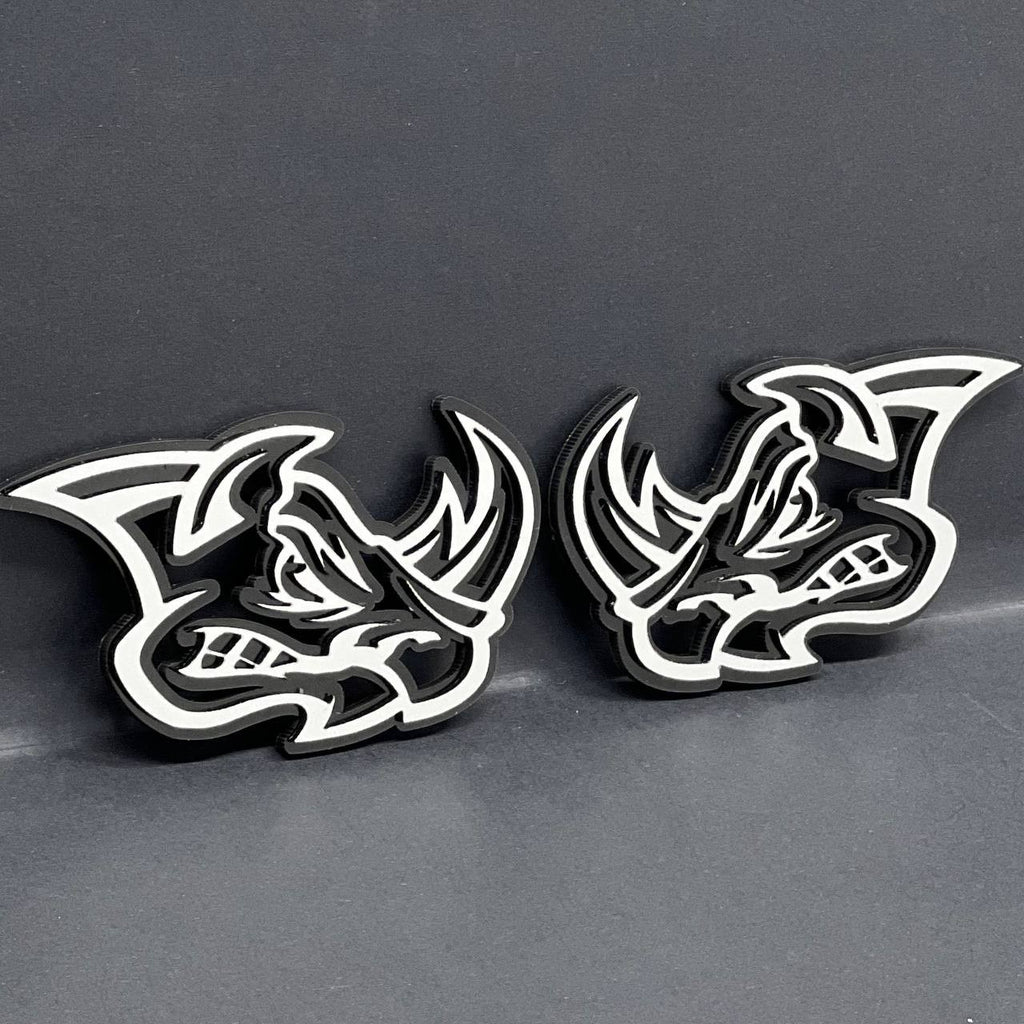 Rhino Badges – 2PCS Angry 3D Emblems for Car Truck Fender Decal