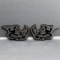 2pcs Rhino Badges Emblem Black Mate Black BADGES Fender Angry Agressive Raging