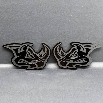 2pcs Rhino Badges Emblem Black Mate Black BADGES Fender Angry Agressive Raging