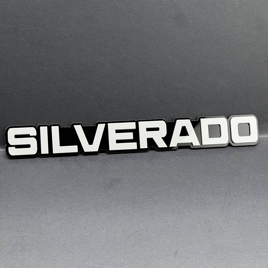 2PCS Gray SILVERADO EMBLEM BADGE FOR SILVERADO