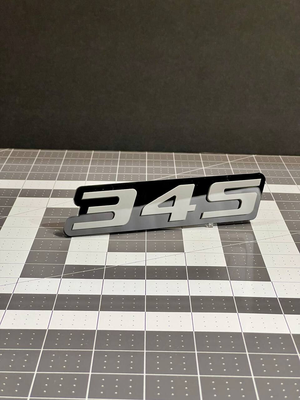 2PCS Grey Black 345 Hemi Emblems 345 Side Fender Badge 3D for 345 Emblem