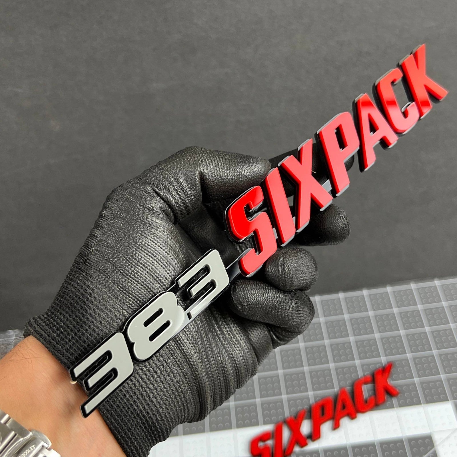 2PCS 383 SIX PACK Side Emblems – Muscle Car Multicolor Fender Badges