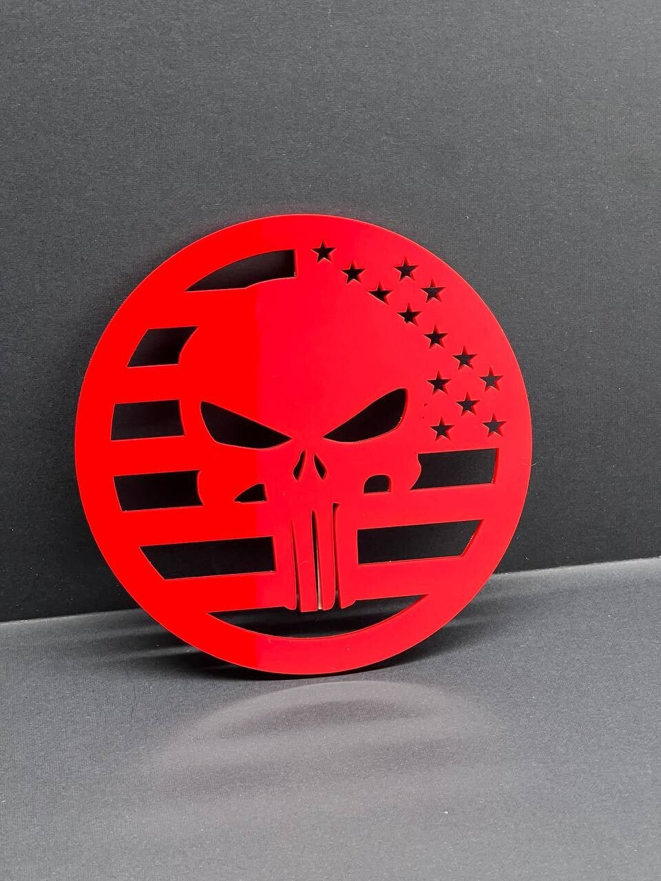 2PCS RED 18-24 WRANGLER GLADIATOR JL PUNISHER FENDER EMBLEM BADGE FENDER
