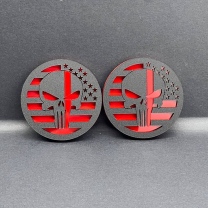 2PCS Black MATE 18-24 WRANGLER GLADIATOR JL PUNISHER FENDER EMBLEM BADGE FENDER