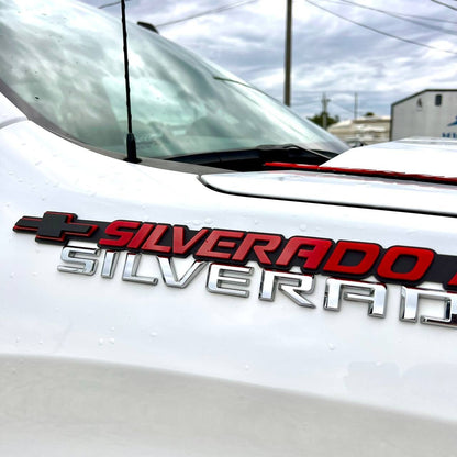 2PCS Mate Black and Red SILVERADO EMBLEM BADGE FOR SILVERADO