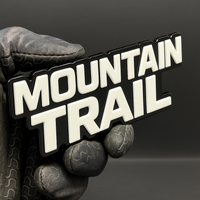 1PC MOUNTAIN TRAIL – Acrylic Tailgate or Fender Badge for Car, SUV, Truck