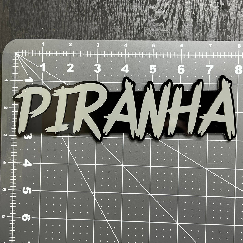 1PCS PIRANHA Emblem – Custom 3D Acrylic Multicolor Car & Truck Badge