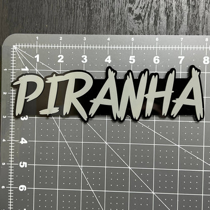 1PCS PIRANHA Emblem – Custom 3D Acrylic Multicolor Car & Truck Badge