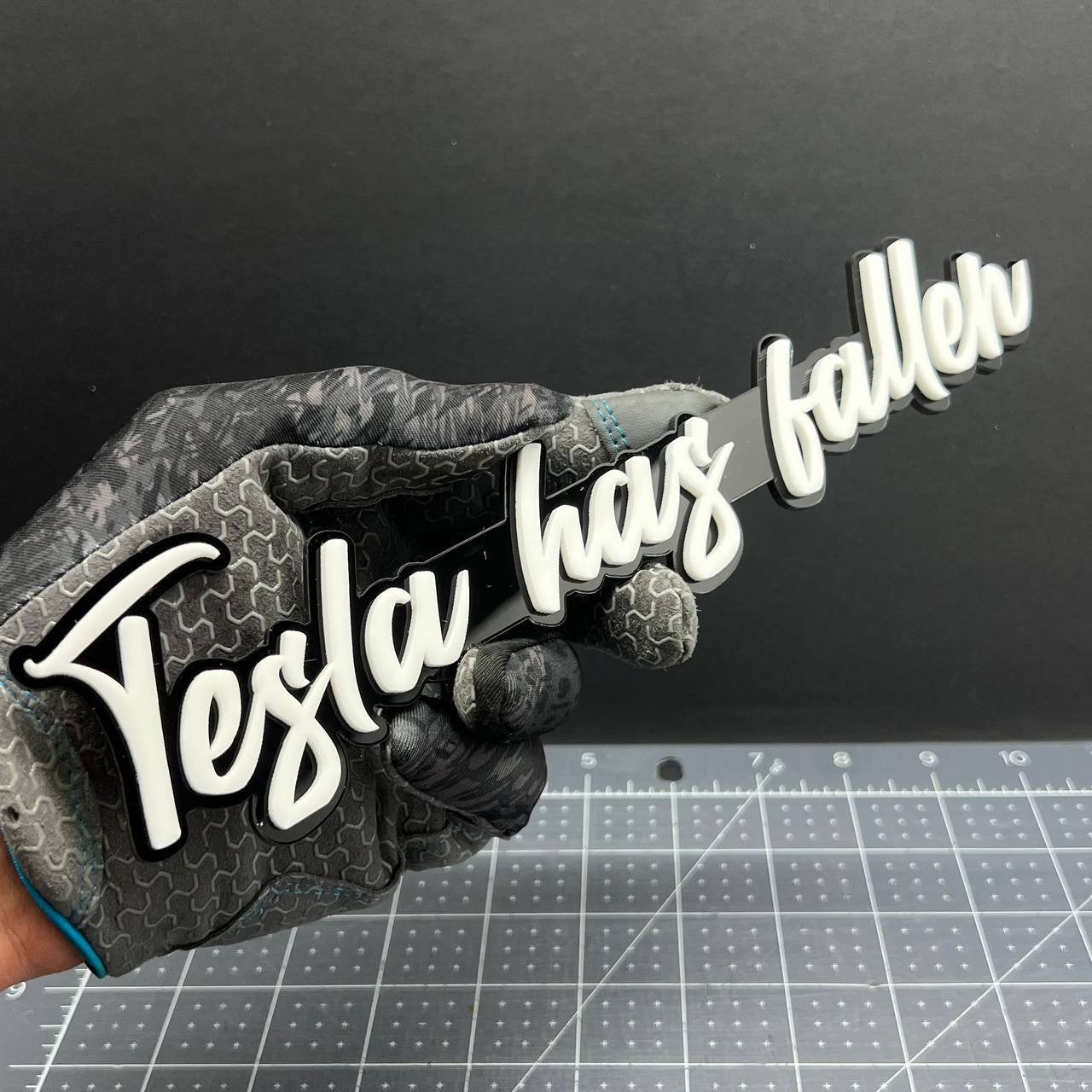 1x Tesla Has Fallen Badge Multicolor 3D Acrylic Emblem for Car Fender & Tailgate